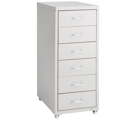 Caisson De Bureau Roulant En Métal 41x28x69cm - Gris Clair