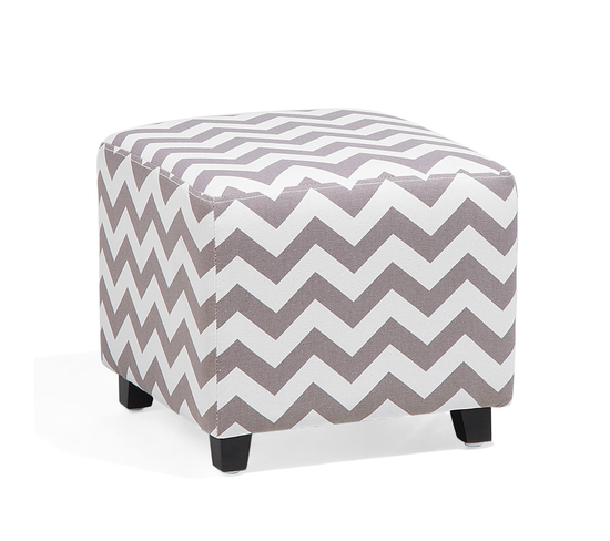 Pouf En Coton Blanc Et Gris 37 X 37 X 32 Cm Kansas