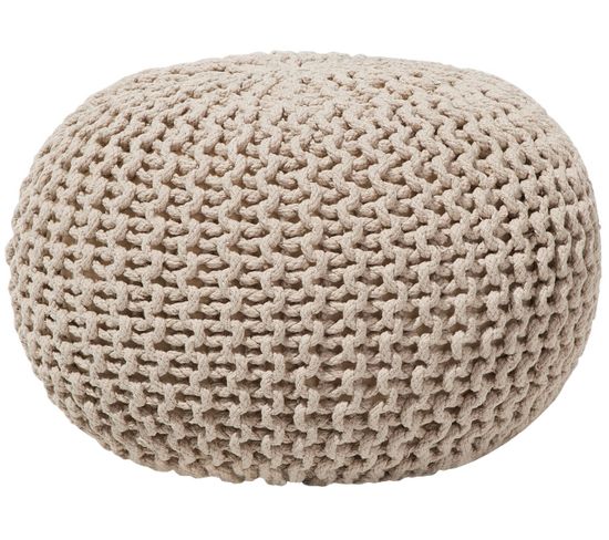 Pouf En Coton Beige 50 X 35 Cm Conrad