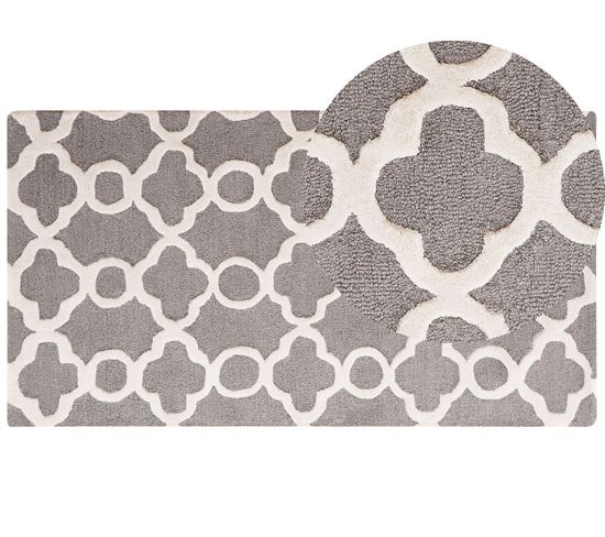 Tapis En Coton Et Laine Gris 80 X 150 Cm Zile