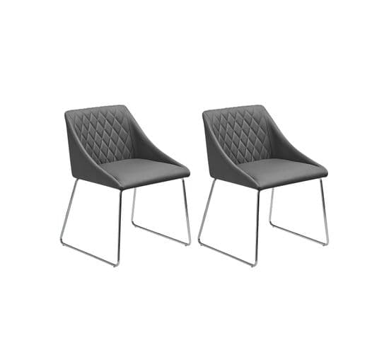 Lot De 2 Chaises Set De 2 Cuir Pu Gris Arcata