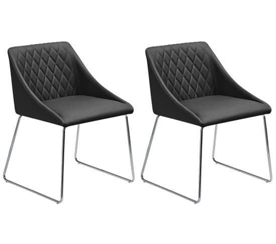 Lot De 2 Chaises Set De 2 Cuir Pu Noir Arcata