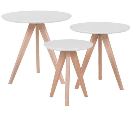 Lot De 3 Tables Appoint Blanches Vegas