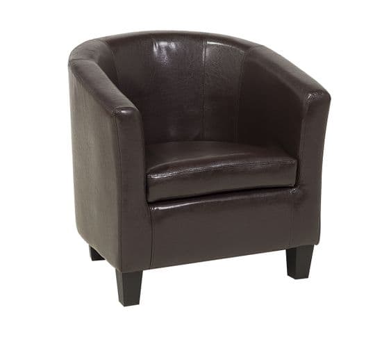 Fauteuil Cuir Pu Marron Foncé Borwick