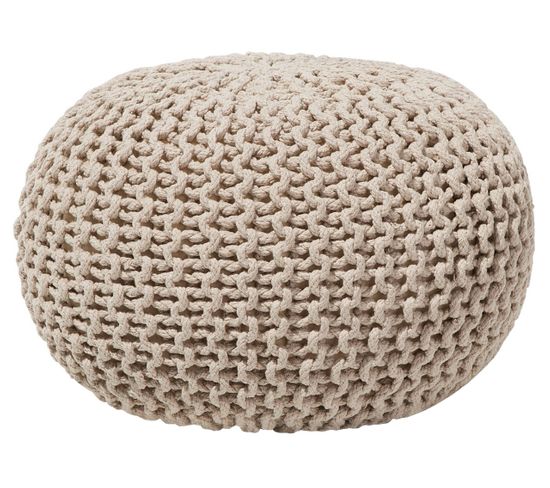 Pouf En Coton Beige 40 X 25 Cm Conrad