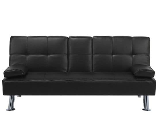 Canapé Convertible 3 Places En Tissu Noir Roxen