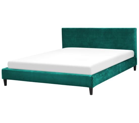 Lit Double En Velours Vert Foncé 180x200 Cm Fitou