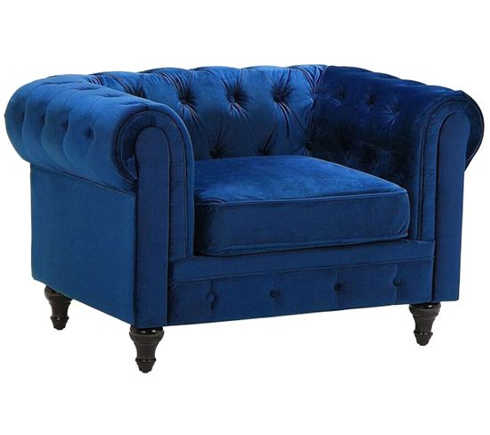 Velours Fauteuil Bleu Marine Chesterfield