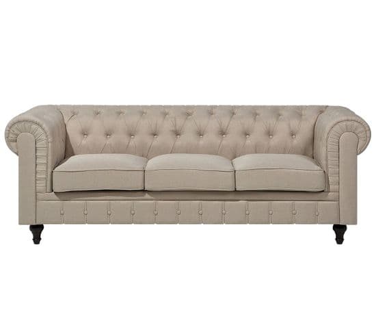 Canapé 3 Places En Tissu Beige Chesterfield Big