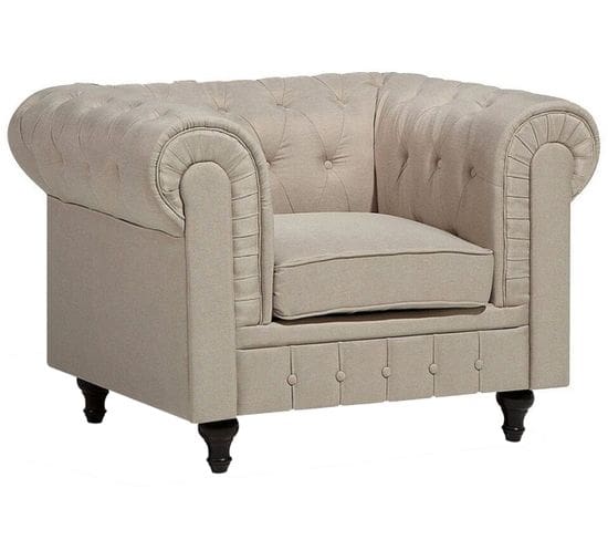 Fauteuil Beige Chesterfield