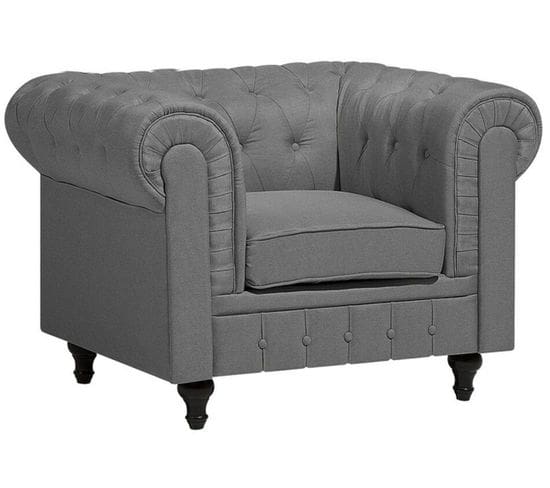 Fauteuil En Tissu Gris Clair Chesterfield Big