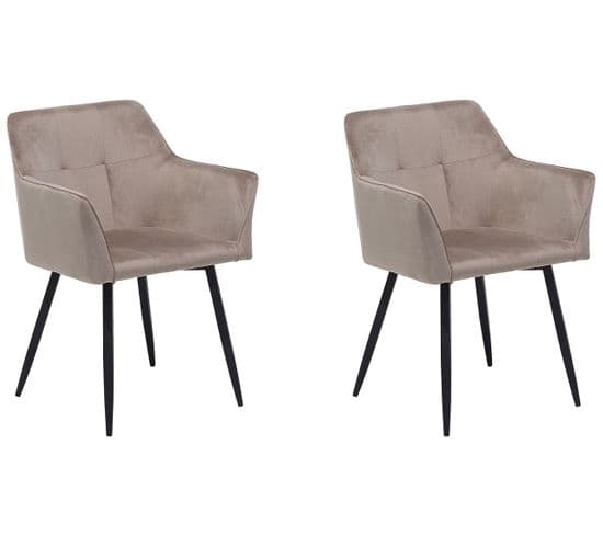 Chaise De Salle à Manger Set De 2 Velours Taupe Jasmin