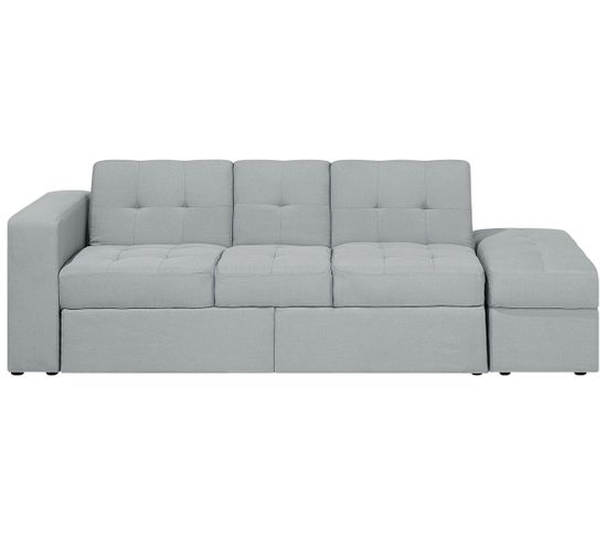 Canapé Convertible 3 Places En Tissu Gris Clair Falster