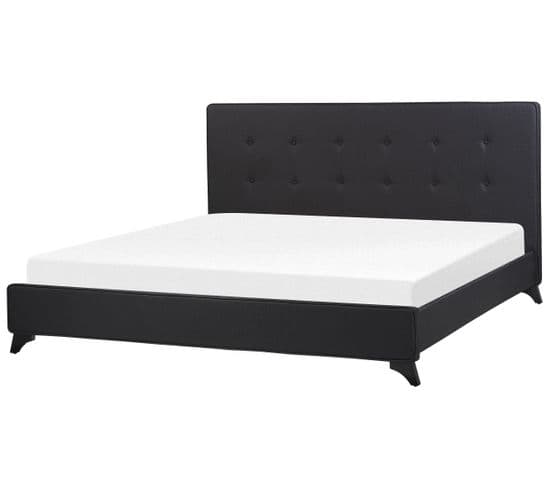 Lit Double 180x200 Cm En Tissu Noir Ambassador