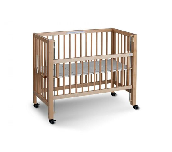 Lit Bébé à Barreaux Cododo Maxi Boxspring En Hêtre Massif Naturel 50x90 Cm