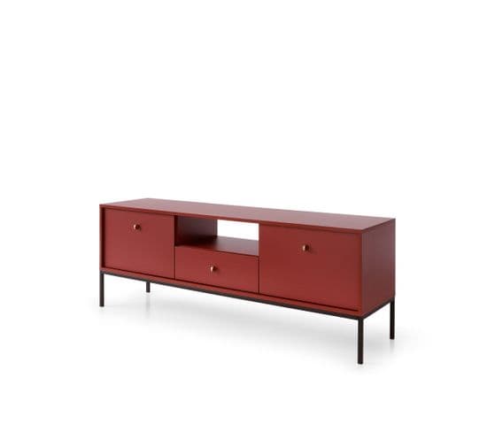 Meuble Tv Mono 153x39x56 Cm Rouge