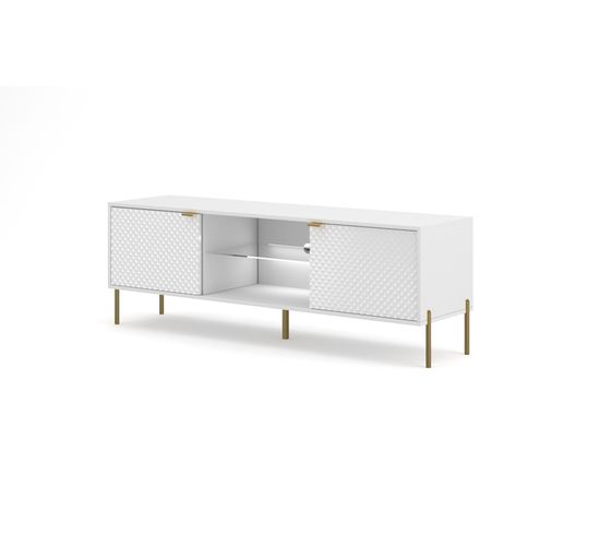 Meuble Tv Diamo 162x42x54 Cm Blanc