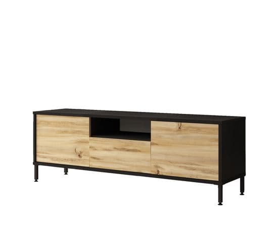 Meuble Tv Luvio 140x36x46 Cm Noir