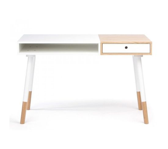 Bureau Design "sonnenblick" 120cm Blanc et Chêne