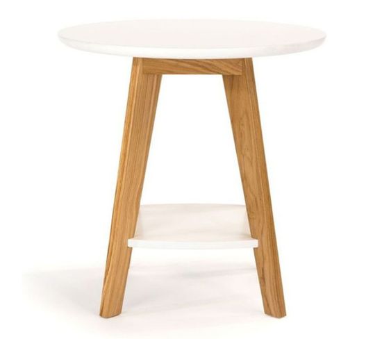 Table D'appoint Design "kensal" 55cm Chêne et Blanc