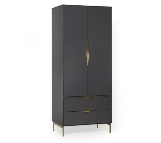 Armoire 2 Portes Design "kobe" 195cm Gris