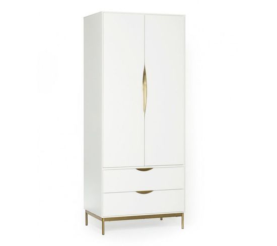 Armoire 2 Portes Design "kobe" 195cm Blanc