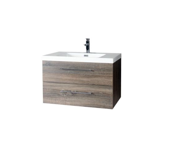 Meuble Simple Vasque 80 Cm Chêne Calirfornien Gris Aquasun