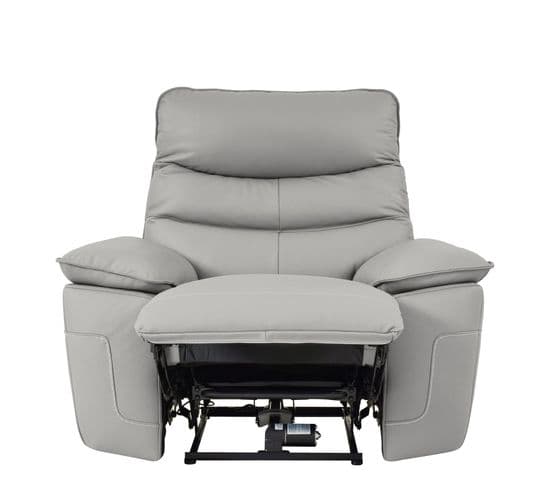 Fauteuil relax électrique EVOGG cuir et croûte gris clair