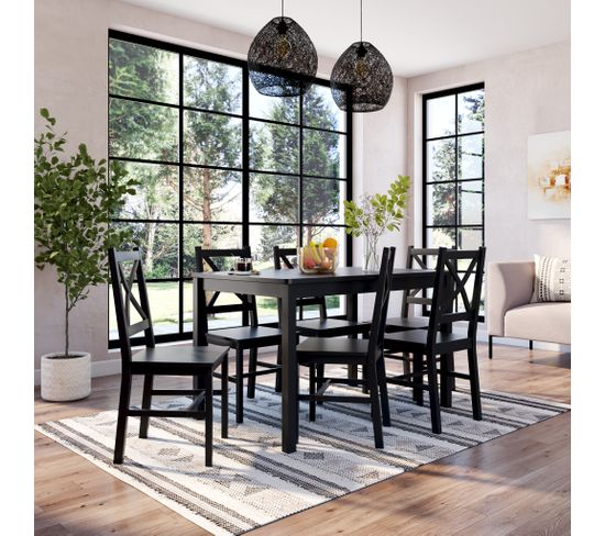 Coin repas table + 4 chaises OWEN noir