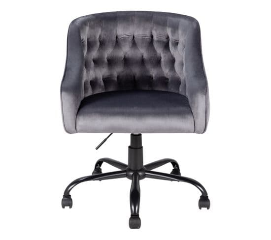 Fauteuil de bureau LOUMAYA en velours gris foncé