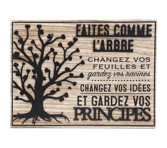 Plaque Décorative En Bois Arbre De Vie 30 X 40 Cm