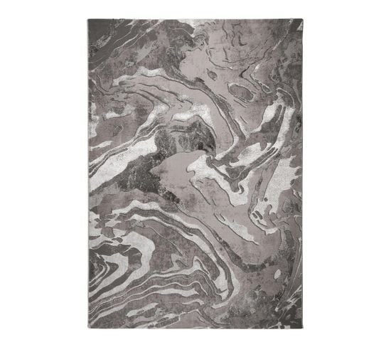 Tapis Effet 3d Pour Salon Marbled Argenté 240x340