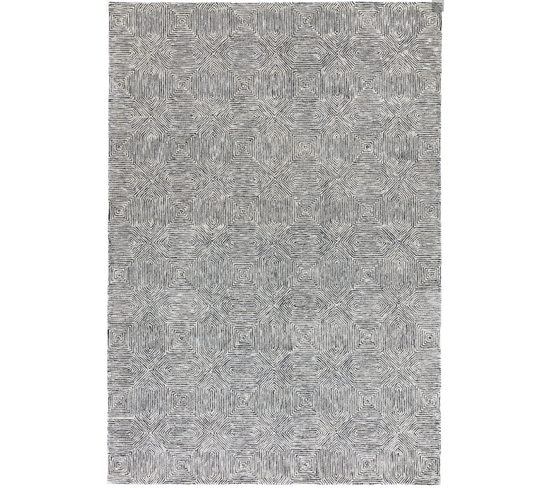 Tapis De Salon Moderne En Laine Cambridge En Laine - Gris - 120x170 Cm