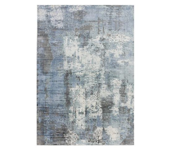 Tapis Moderne Fait Main Bygat En Viscose - Bleu - 120x170 Cm