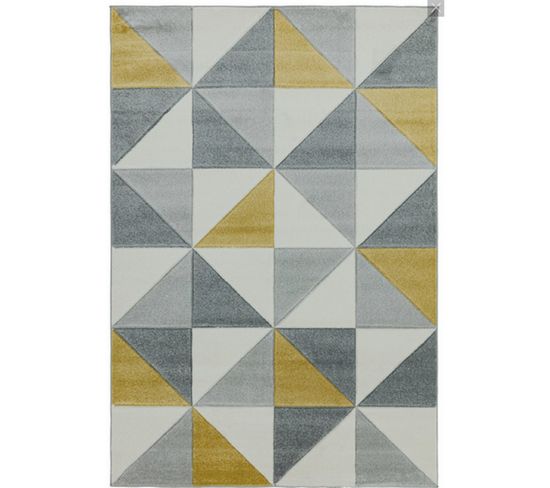 Tapis De Salon Moderne Cubico En Polypropylène - Gris - 120x170 Cm