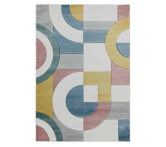 Tapis De Salon Moderne Retro En Polypropylène - Multicolore - 120x170 Cm