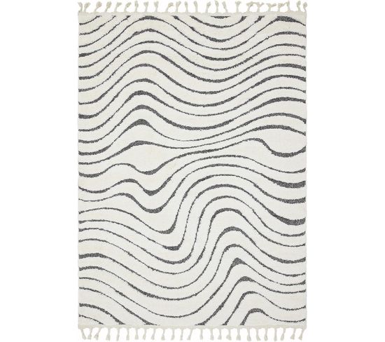 Tapis De Salon Ridge En Polypropylène - Gris - 120x170 Cm