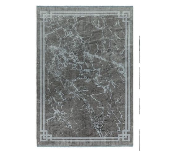 Tapis Moderne Raya Border En Polyester - Argent - 120x170 Cm