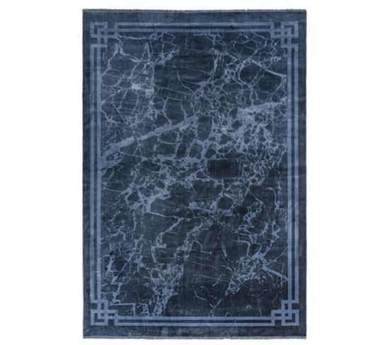 Tapis Moderne Raya Border En Polyester - Bleu - 200x290 Cm