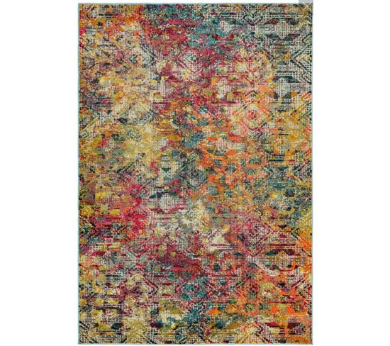 Tapis De Salon Tissé Plat Digital En Polypropylène - Multicolore - 120x170 Cm