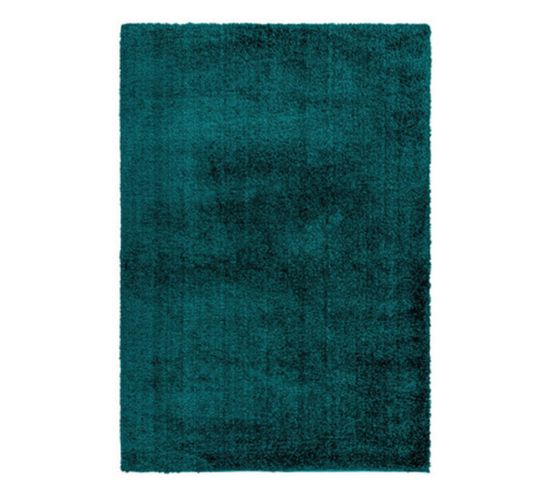 Tapis Shaggy Python En Polyester - Bleu Lagon - 120x170 Cm