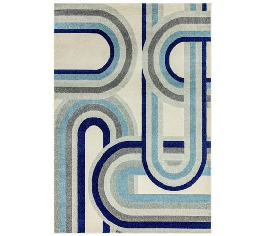 Tapis De Salon Avon En Polypropylène - Bleu - 120x170 Cm