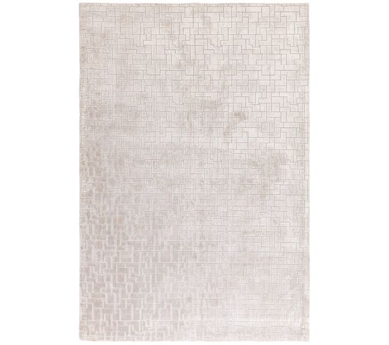 Tapis De Salon Tissé Main En Viscose - Argent - 200x290 Cm