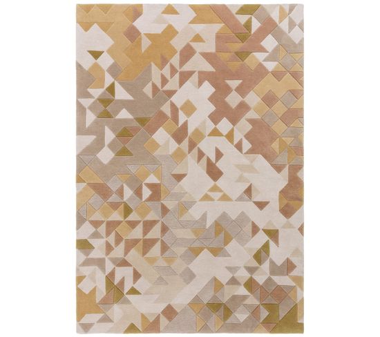 Tapis De Salon Mysteria En Laine - Beige - 120x170 Cm