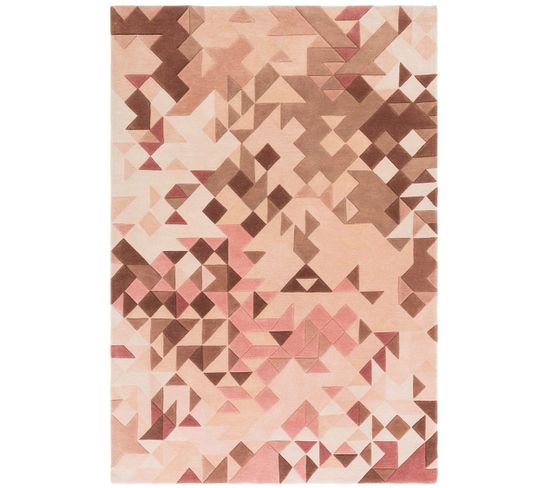 Tapis De Salon Mysteria En Laine - Rose - 160x230 Cm