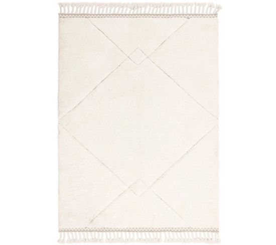 Tapis De Salon Nador En Microfibre - Blanc Cassé - 120x170 Cm