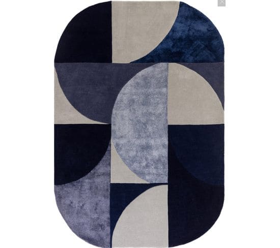 Tapis De Salon Lavo En Laine - Bleu - 160x230 Cm