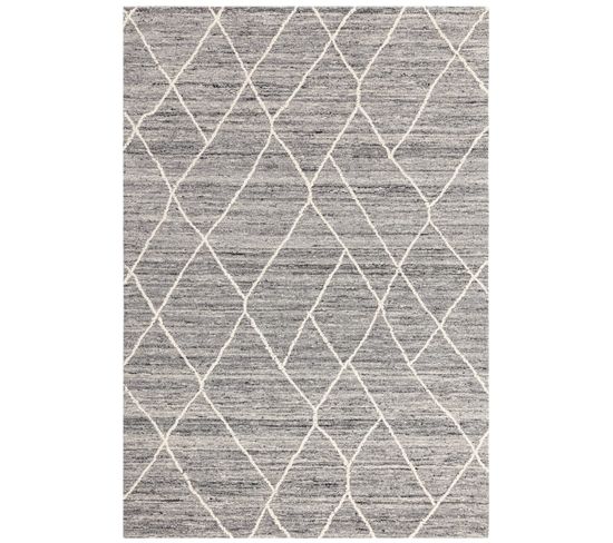 Tapis De Salon Yana En Laine - Gris - 200x290 Cm