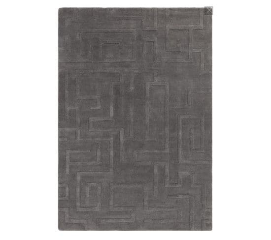 Tapis De Salon Zema En Laine - Gris Anthracite - 160x230 Cm