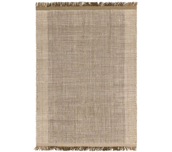 Tapis Moderne En Laine Tissé Main Elysium En Laine - Beige - 120x170 Cm